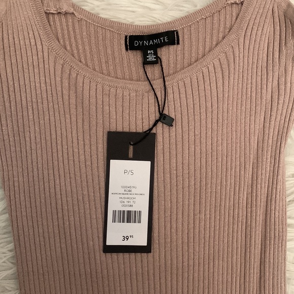 Dynamite small bodycon square neck dress. Nude colour, never worn. - Picture 2 of 5